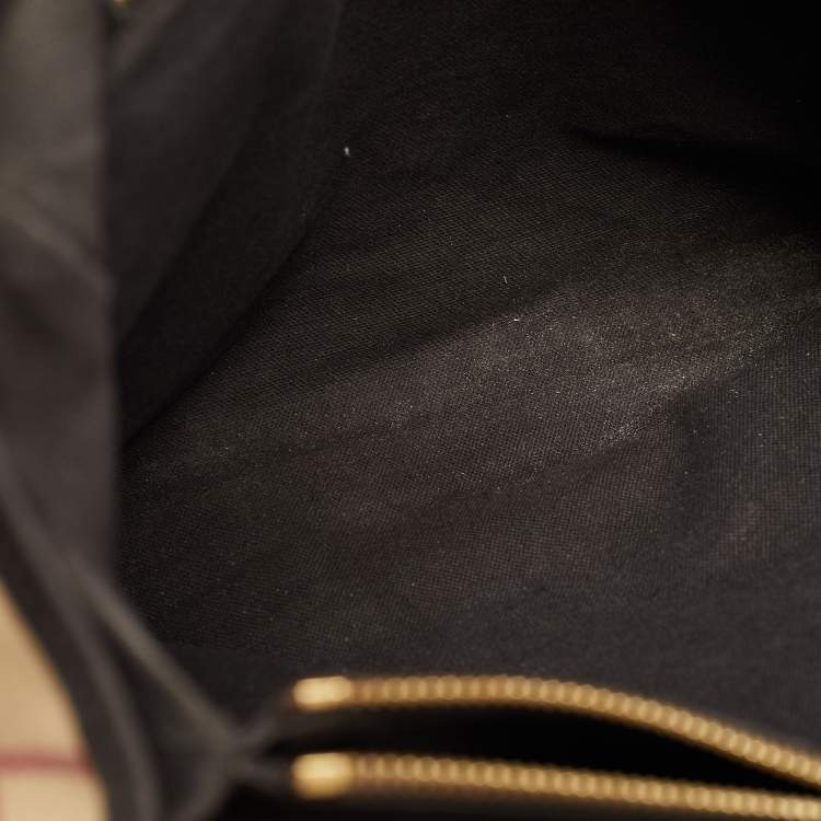 Pre Owned Burberry Beige/Dark Brown Haymarket Check Coated Canvas And Leather Multi Chain Tote