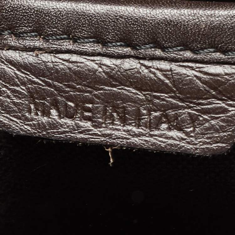 Pre Owned Burberry Beige/Dark Brown Haymarket Check Coated Canvas And Leather Multi Chain Tote