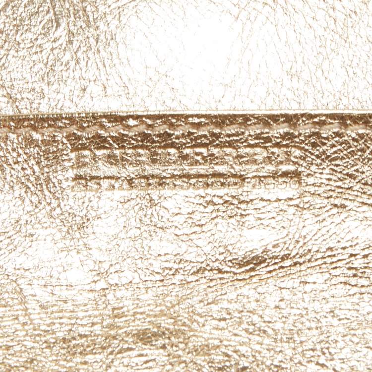 Pre Owned Burberry Gold Quilted Leather Flap Continental Wallet