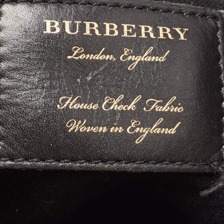 Pre Owned Burberry Pink/Beige Leather and House Check Fabric Small Banner Tote