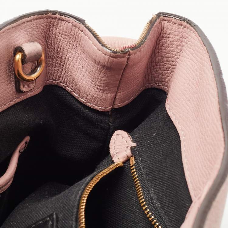 Pre Owned Burberry Pink/Beige Leather and House Check Fabric Small Banner Tote