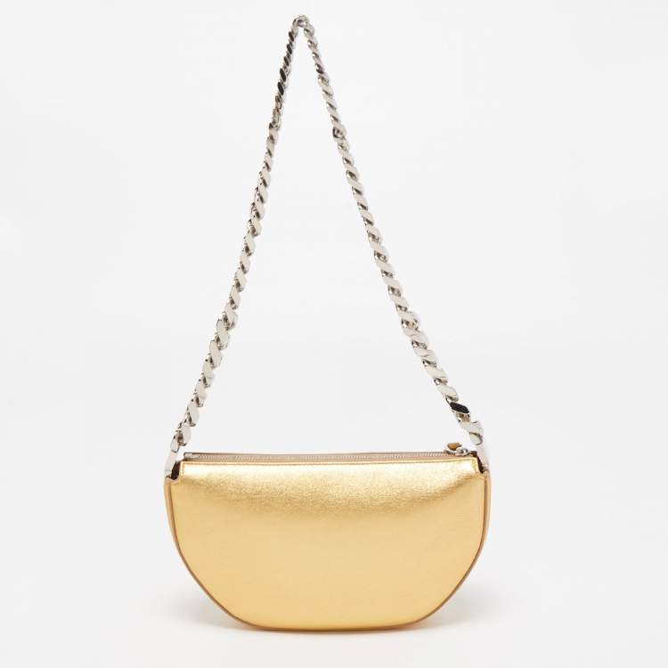 Pre Owned Burberry Gold Leather Mini Olympia Chain Bag