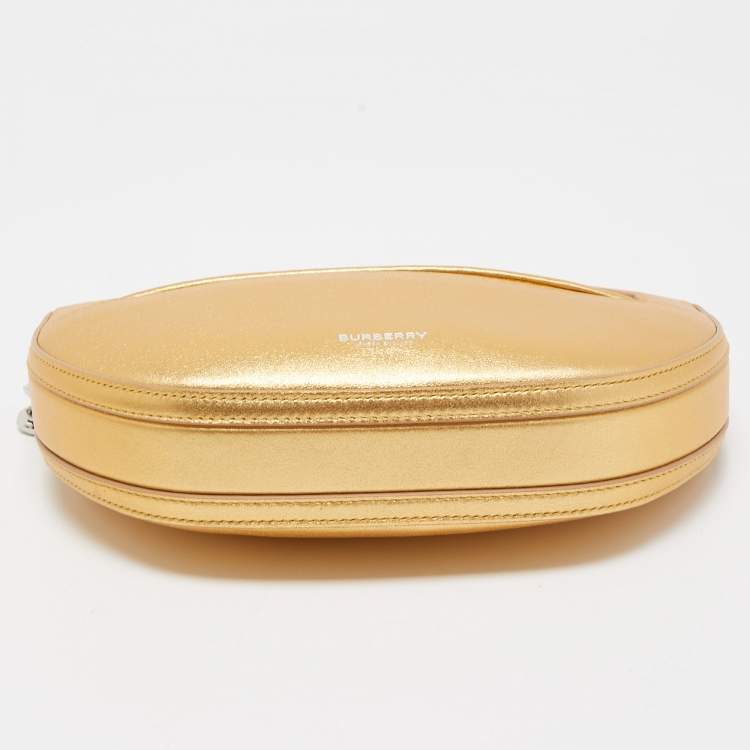 Pre Owned Burberry Gold Leather Mini Olympia Chain Bag