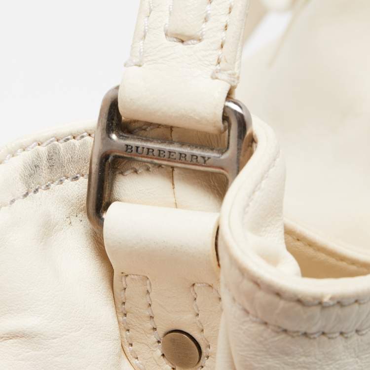 Pre Owned Burberry White Leather Crompton Shoulder Bag