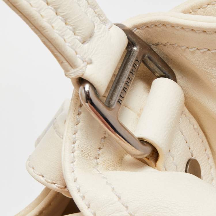 Pre Owned Burberry White Leather Crompton Shoulder Bag