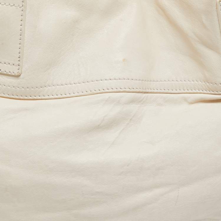 Pre Owned Burberry White Leather Crompton Shoulder Bag