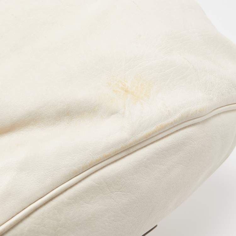 Pre Owned Burberry White Leather Crompton Shoulder Bag