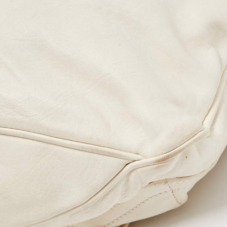 Pre Owned Burberry White Leather Crompton Shoulder Bag