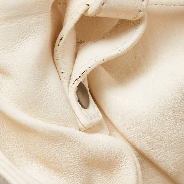 Pre Owned Burberry White Leather Crompton Shoulder Bag