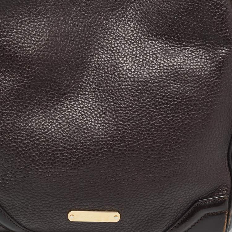 Pre Owned Burberry Dark Brown Grain Leather Canterbury Tote