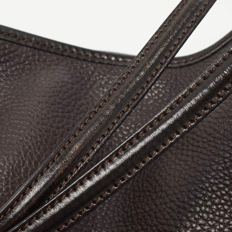 Pre Owned Burberry Dark Brown Grain Leather Canterbury Tote