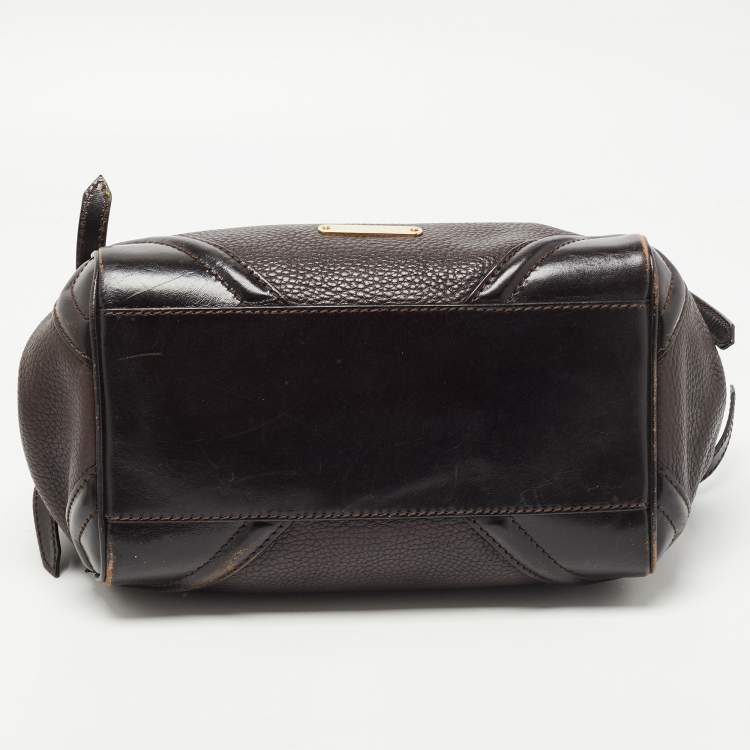 Pre Owned Burberry Dark Brown Grain Leather Canterbury Tote