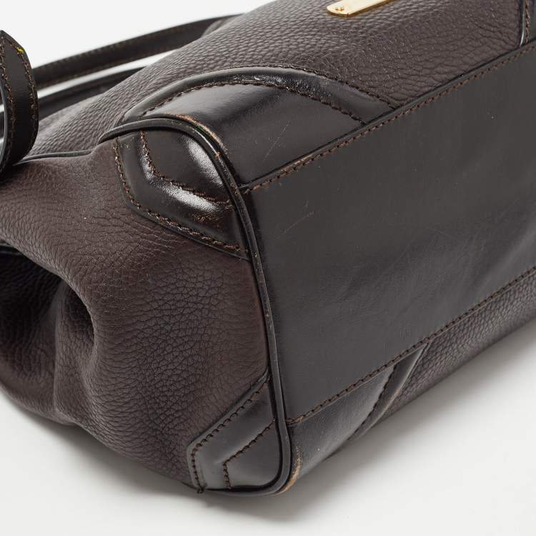 Pre Owned Burberry Dark Brown Grain Leather Canterbury Tote