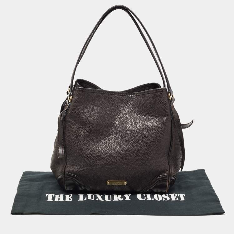Pre Owned Burberry Dark Brown Grain Leather Canterbury Tote