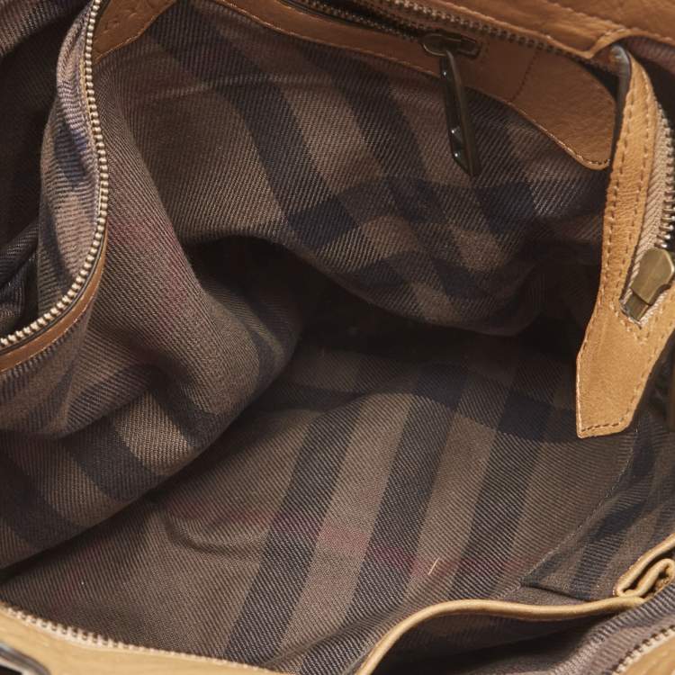 Pre Owned Burberry Brown Quilted Leather Buckle Tote