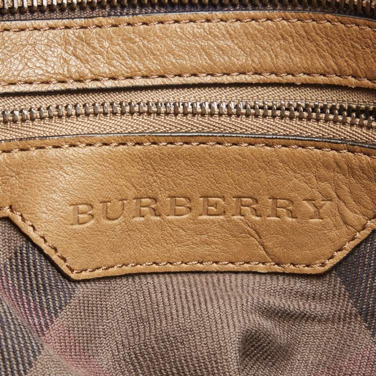 Pre Owned Burberry Brown Quilted Leather Buckle Tote