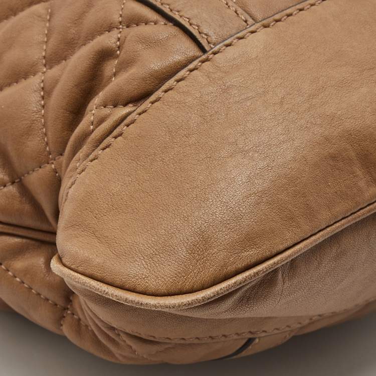 Pre Owned Burberry Brown Quilted Leather Buckle Tote