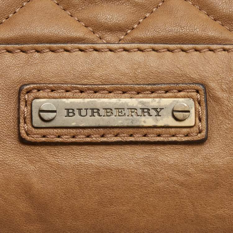 Pre Owned Burberry Brown Quilted Leather Buckle Tote