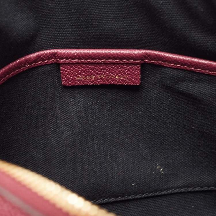 Pre Owned Burberry Burgundy Leather And House Check Fabric Helmsley Crossbody Bag