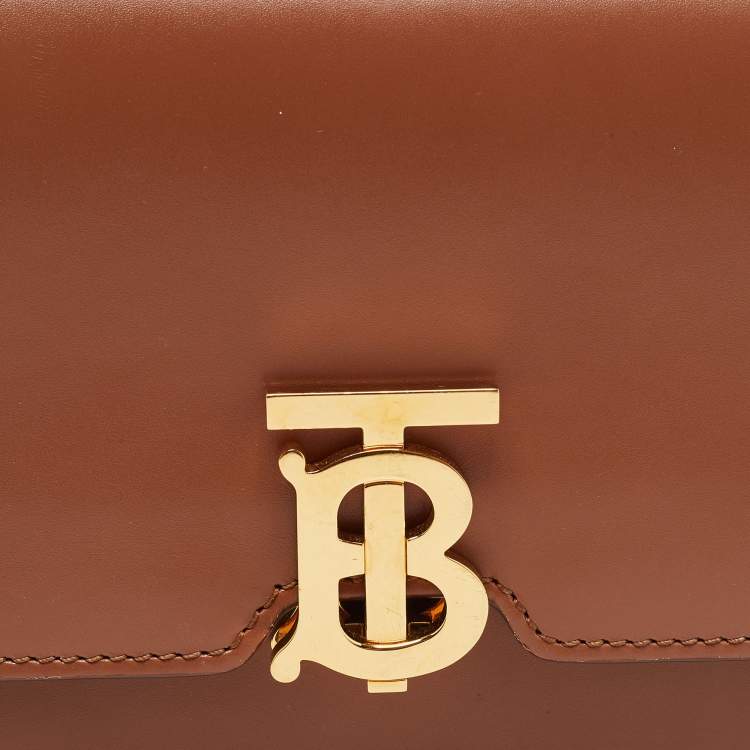 Pre Owned Burberry Brown Leather Mini TB Belt Bag