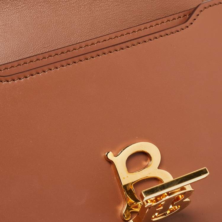 Pre Owned Burberry Brown Leather Mini TB Belt Bag