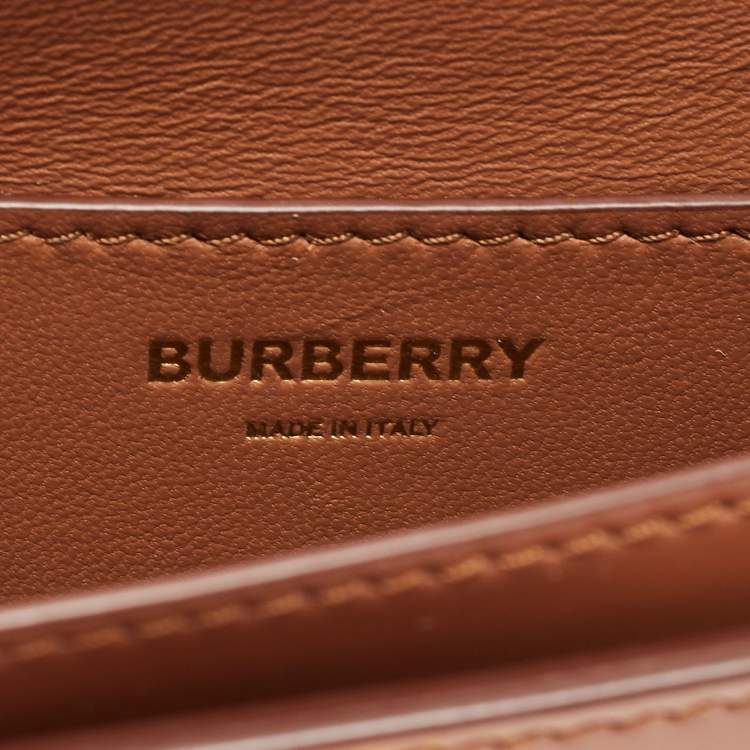 Pre Owned Burberry Brown Leather Mini TB Belt Bag