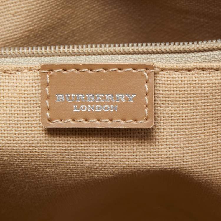 Pre Owned Burberry Pink/Beige House Check PVC and Leather Tote