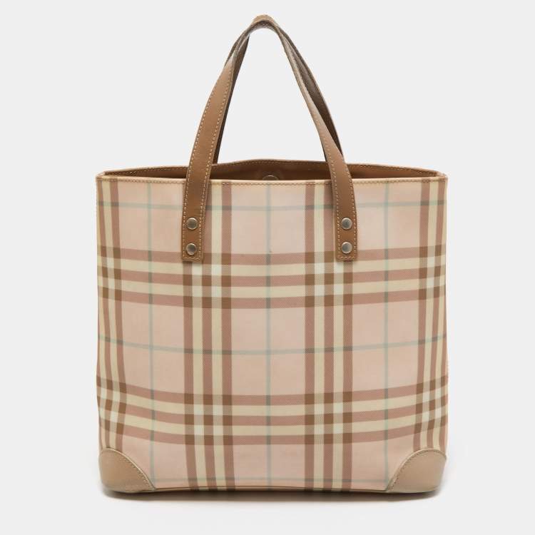 Burberry Pink/Beige House Check Canvas and Leather Mini Banner Tote  Burberry | The Luxury Closet
