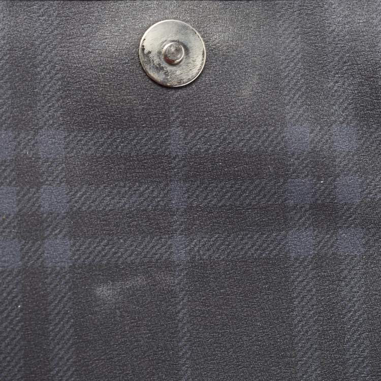 Pre Owned Burberry Black Beat Check Coated Canvas and Leather Flap Shoulder Bag