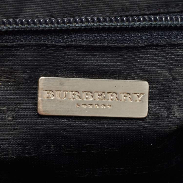 Pre Owned Burberry Black Beat Check Coated Canvas and Leather Flap Shoulder Bag
