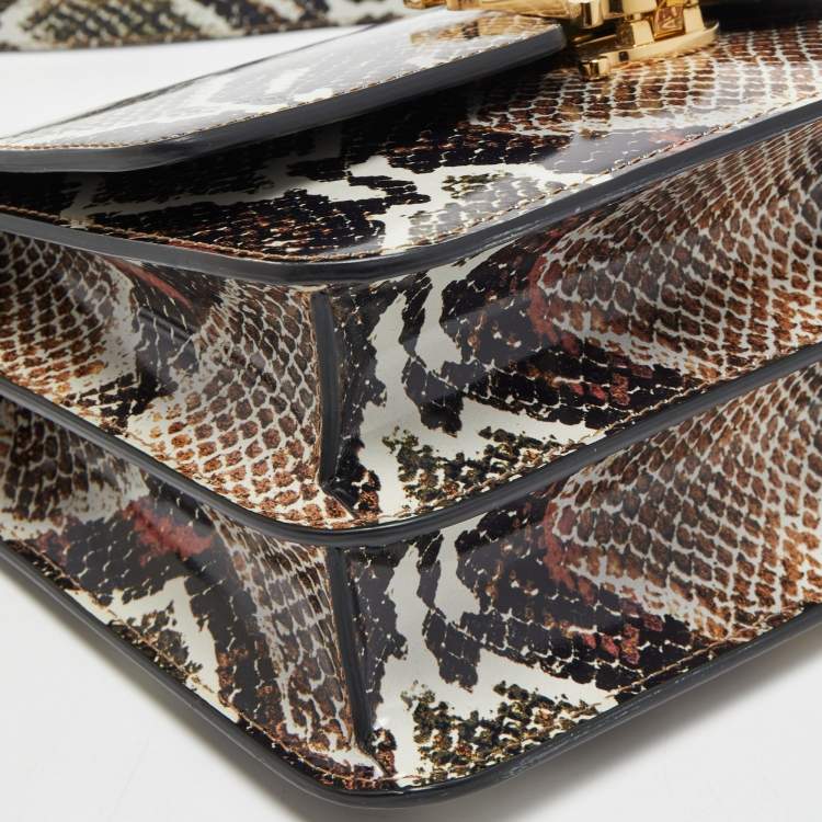 Pre Owned Burberry Multicolor Snake Print Leather Small TB Shoulder Bag