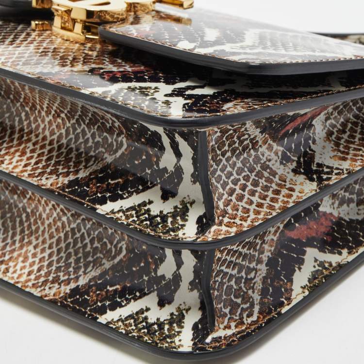 Pre Owned Burberry Multicolor Snake Print Leather Small TB Shoulder Bag
