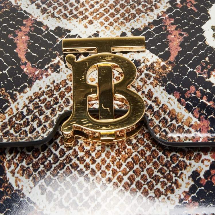 Pre Owned Burberry Multicolor Snake Print Leather Small TB Shoulder Bag