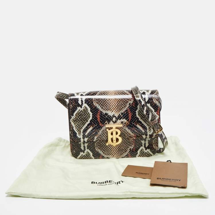 Pre Owned Burberry Multicolor Snake Print Leather Small TB Shoulder Bag