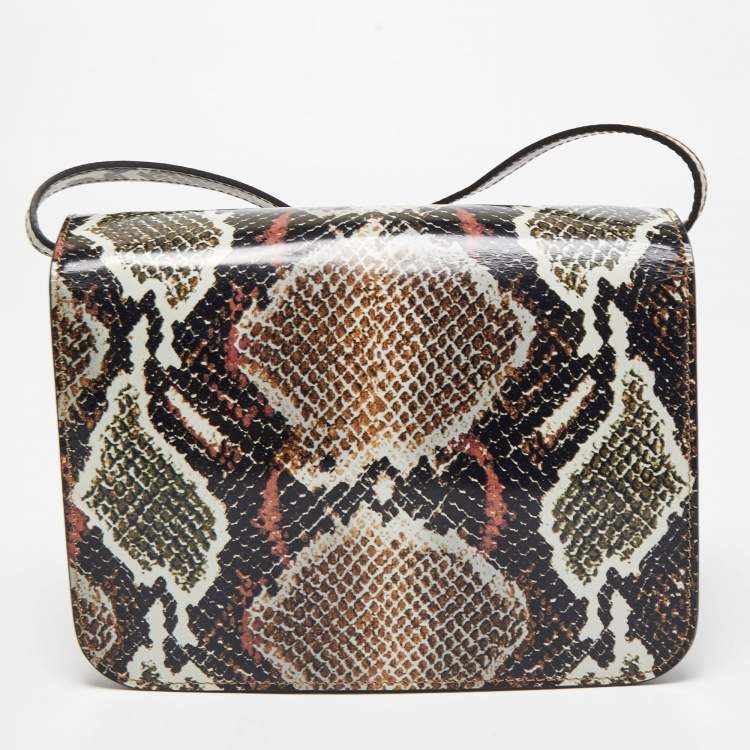 Pre Owned Burberry Multicolor Snake Print Leather Small TB Shoulder Bag