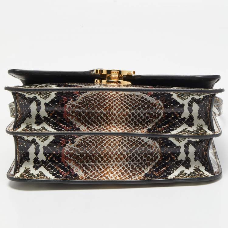 Pre Owned Burberry Multicolor Snake Print Leather Small TB Shoulder Bag