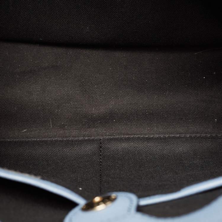 Pre Owned Burberry Blue Leather and House Check Canvas Medium Banner Tote