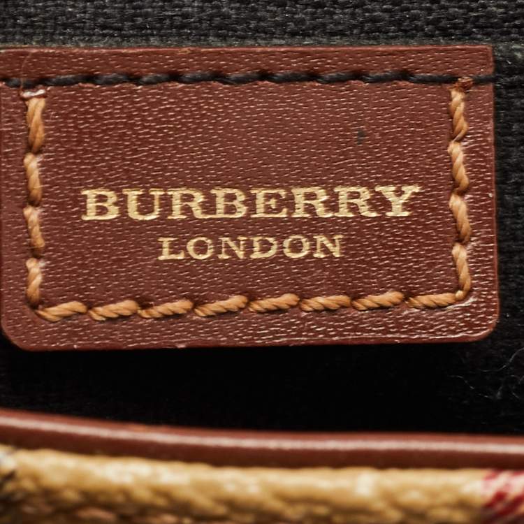 Pre Owned Burberry Beige/Brown Haymarket Coated Canvas and Leather Bucket Bag