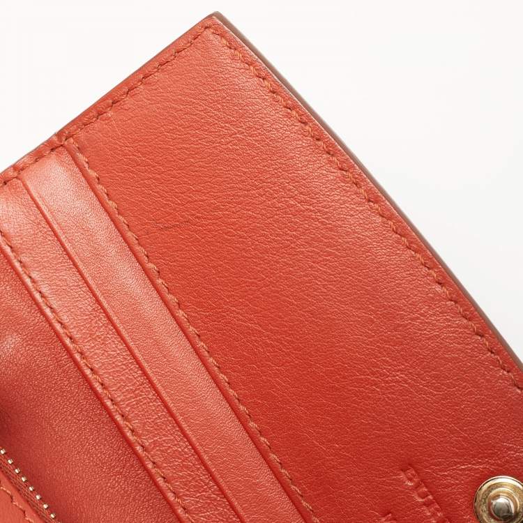 Pre Owned Burberry Brick Brown/Beige House Check Canvas and Leather Flap Continental Wallet