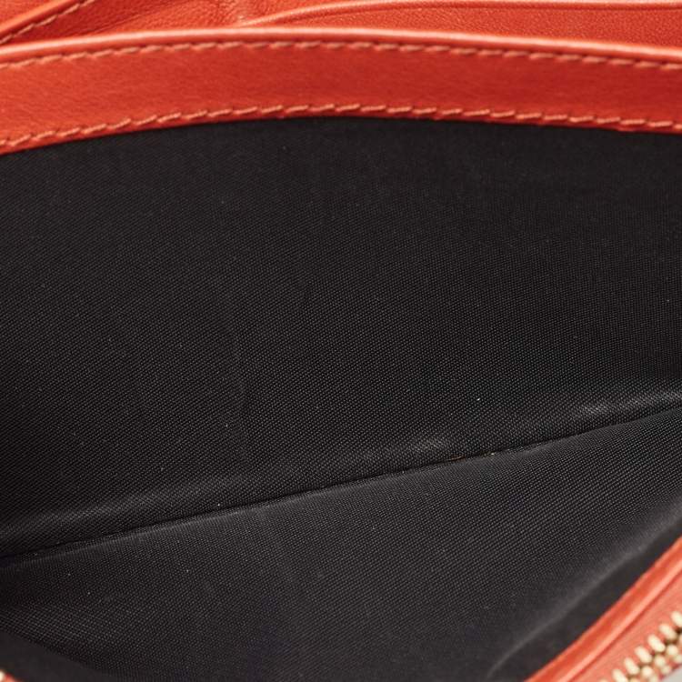 Pre Owned Burberry Brick Brown/Beige House Check Canvas and Leather Flap Continental Wallet