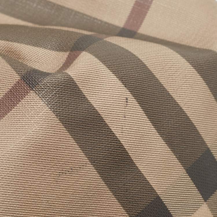 Pre Owned Burberry Cream/Grey Smoked Check PVC and Leather Small Brooklyn Hobo