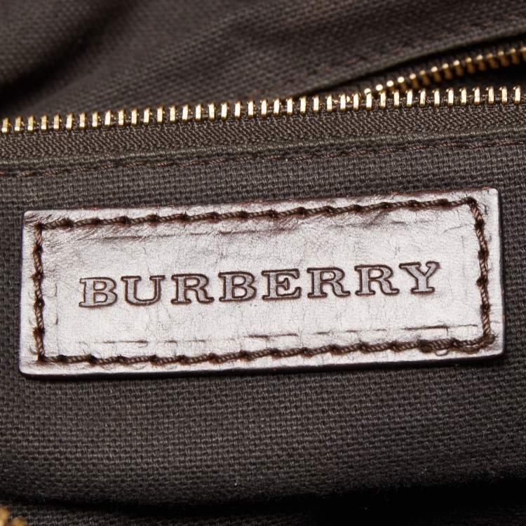 Pre Owned Burberry Dark Brown Pleated Leather Satchel
