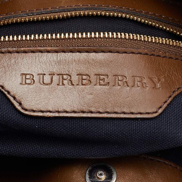 Pre Owned Burberry Beige/Brown Nova Check Canvas and Leather Small Hepburn Satchel
