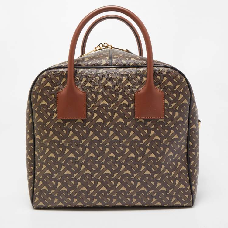 Pre Owned Burberry Multicolor TB Print Coated Canvas and Leather Cube Bucker Bag