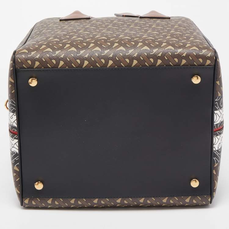 Pre Owned Burberry Multicolor TB Print Coated Canvas and Leather Cube Bucker Bag