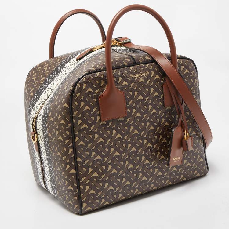 Pre Owned Burberry Multicolor TB Print Coated Canvas and Leather Cube Bucker Bag