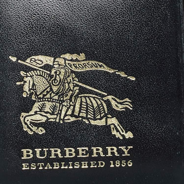 Pre Owned Burberry Black Nylon and Leather Compact Wallet
