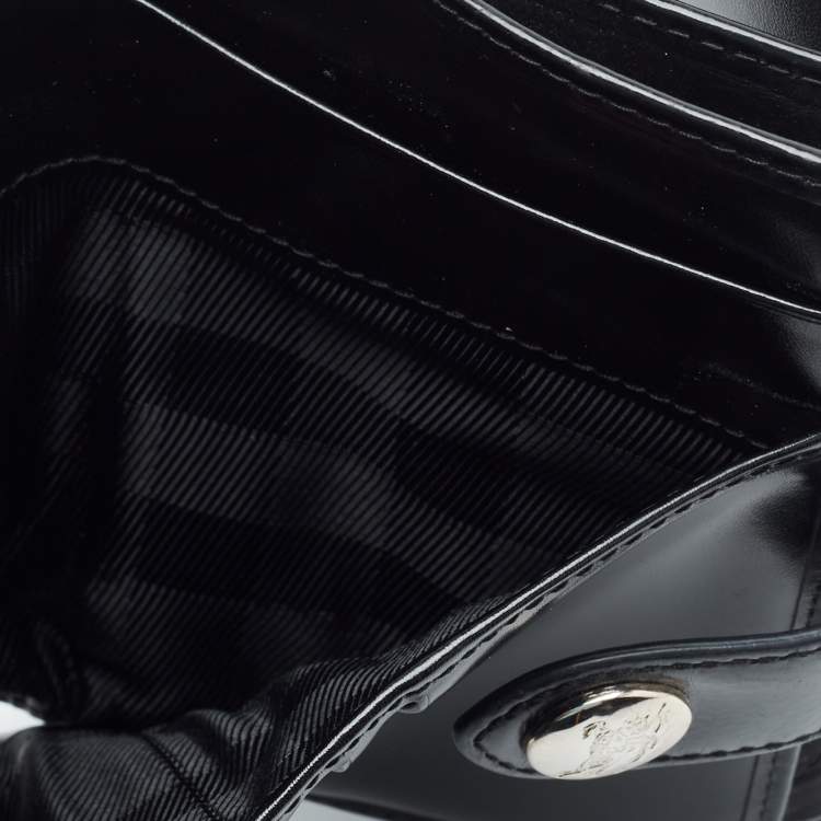 Pre Owned Burberry Black Nylon and Leather Compact Wallet