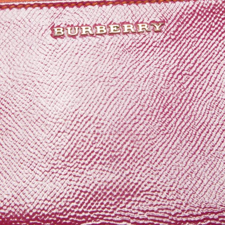 Pre Owned Burberry Magenta Patent Leather Constantine Continental Wallet