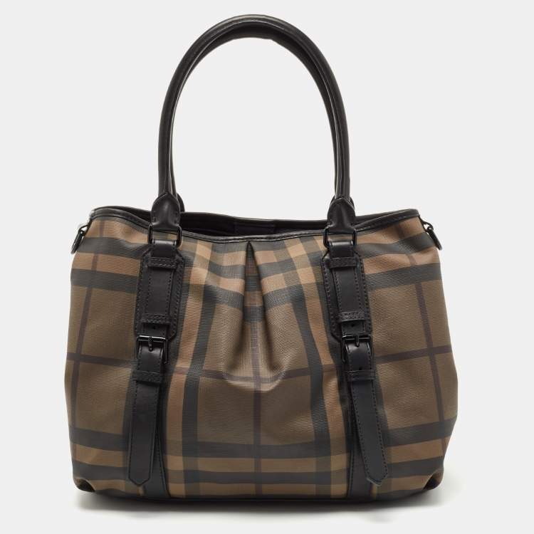 Burberry Black Smoked Check PVC and Leather Lowry Shoulder Bag